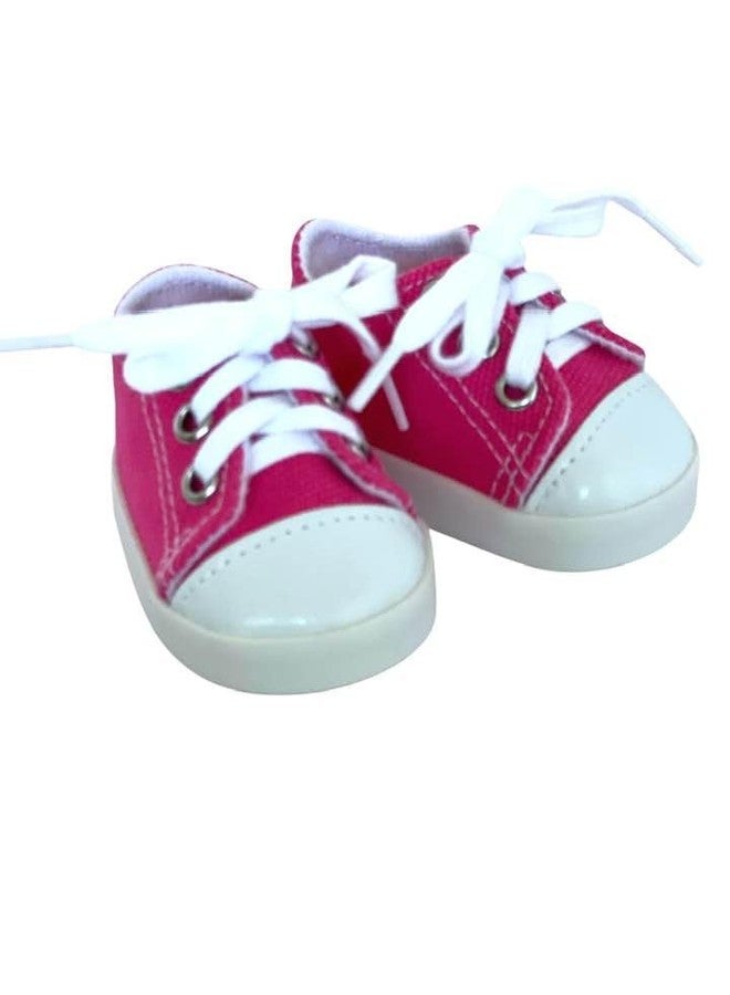MBD Canvas Sneakers Doll Shoes Fits 18 Inch Dolls and Kennedy and Friends Girl and Boy Dolls- 18 Inch Doll Shoes (Tropical Pink) - Image 1